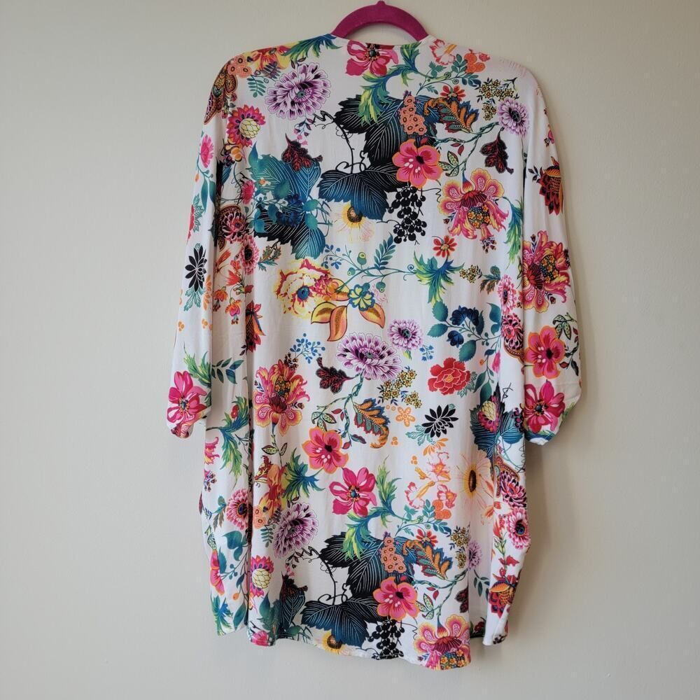 Bright Whimsy Floral Lightweight Kimono Beach Robe - Picture 2 of 7